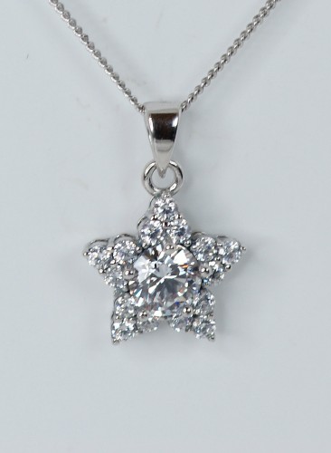 Sterling Silver/CZ Star Pendant and Chain